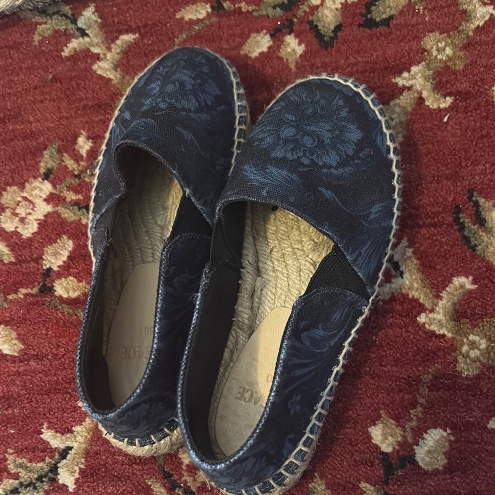 Versace Navy Floral Espadrilles